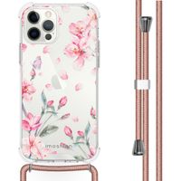 imoshion Design hoesje met koord iPhone 12 (Pro) - Bloem - Roze