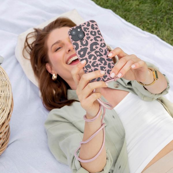 imoshion Siliconen design hoesje met koord Samsung Galaxy A54 (5G) - Animal Pink
