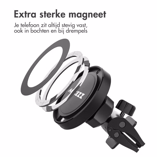 Accezz Telefoonhouder auto met Magsafe - Draadloze oplader - Ventilatierooster - Zwart