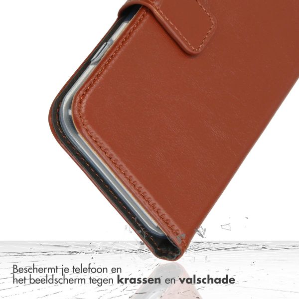 Selencia Echt Lederen Bookcase Apple iPhone 15 Pro - Lichtbruin