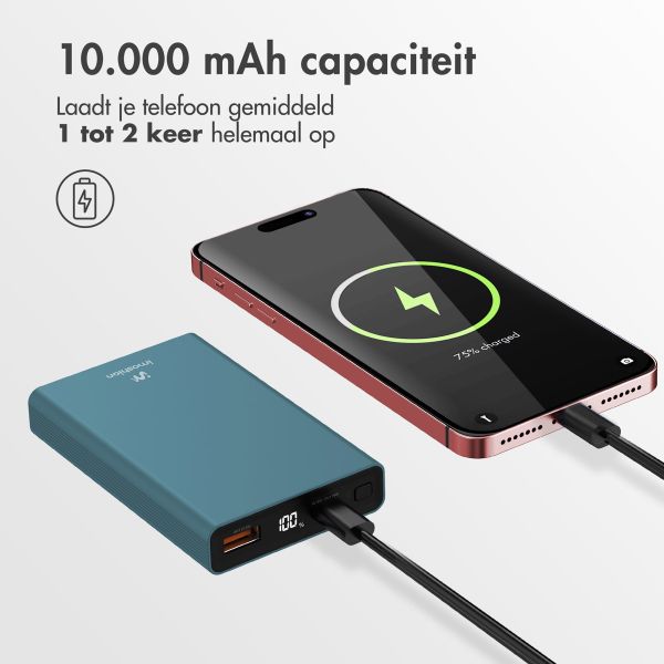 imoshion Ultra Series Aluminium Powerbank 10.000 mAh - Quick Charge en Power Delivery - Petrol Green