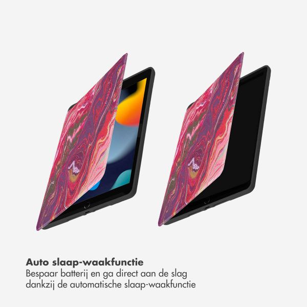Selencia Vivid tablethoes Apple iPad 9 (2021) 10.2 inch / iPad 8 (2020) 10.2 inch / iPad 7 (2019) 10.2 inch - Marble Plum