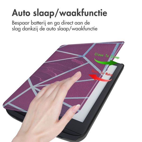 imoshion Design Slim Hard Case Bookcase Pocketbook Touch Lux 5 / HD 3 / Basic Lux 4 / Vivlio Lux 5 - Bordeaux Graphic