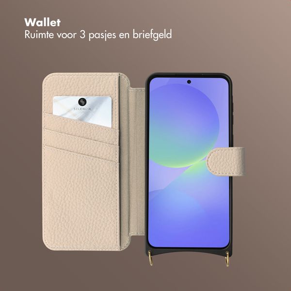 Selencia Riva Bookcase met MagSafe en Koord Samsung Galaxy A37 (5G) - Beige