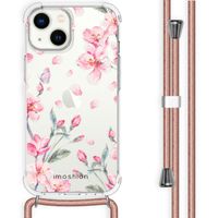 imoshion Design hoesje met koord iPhone 14 - Bloem - Roze