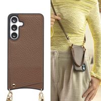Selencia Nova Telefoonhoes met Koord en Pashouder Samsung Galaxy S25 FE - Mocha Brown