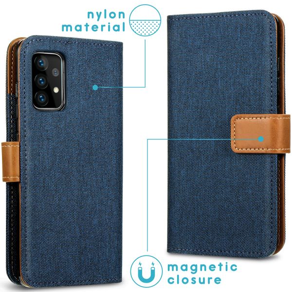 imoshion Luxe Canvas Bookcase Samsung Galaxy A52(s) (5G/4G) -Donkerblauw