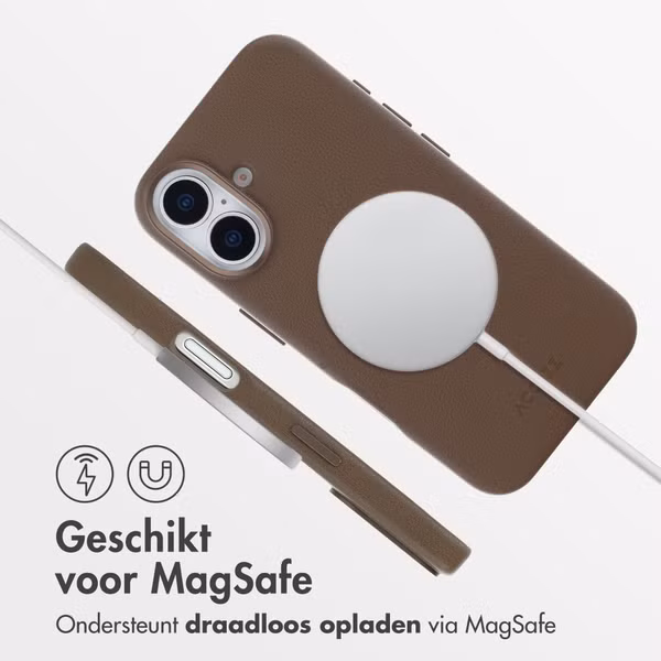 Accezz MagSafe Leather Backcover Apple iPhone 16 - Coffee Brown