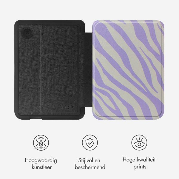 Selencia Vivid Bookcase Kobo Clara Colour / Clara BW - Zebra Light Lilac