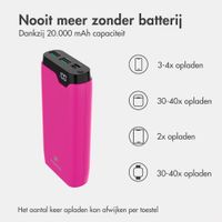 imoshion Powerbank 20.000 mAh - 22,5W Snellader - USB-C / USB-A - Hot Pink