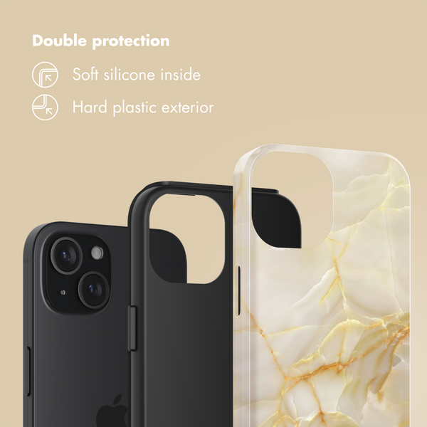 Selencia Vivid Back Cover Apple iPhone 15 - Golden Beige Marble