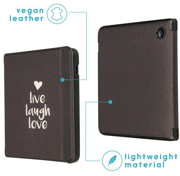 imoshion Design Slim Hard Case Sleepcover met stand Kobo Libra 2 / Tolino Vision 6 - Live Laugh Love