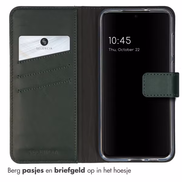 Selencia Echt Leren Bookcase Samsung Galaxy S23 - Groen