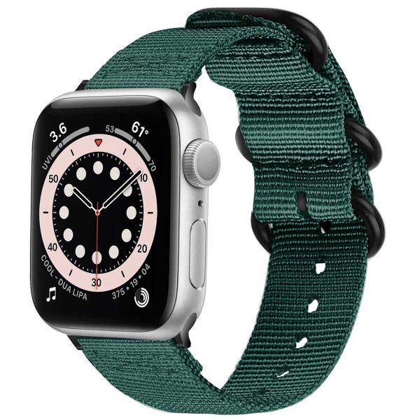 imoshion Rugged Nylon bandje Apple Watch Series 1 - 9 / SE (38/40/41 mm) | Series 10 / 11 (42 mm) - Donkergroen