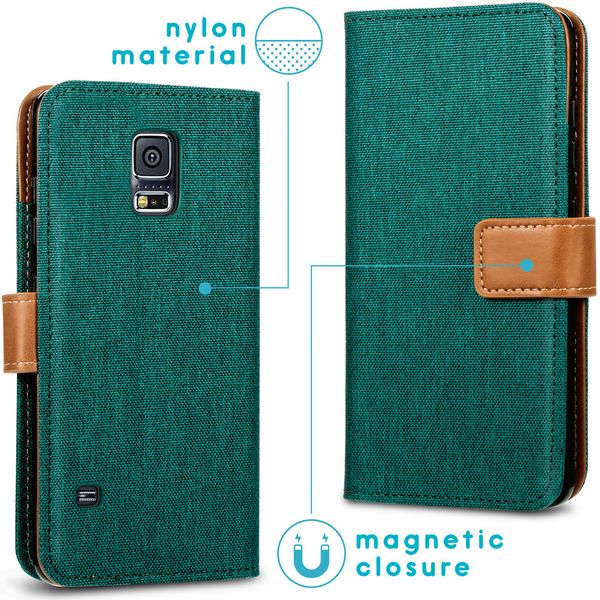 imoshion Luxe Canvas Bookcase Samsung Galaxy S5 (Plus) / Neo - Groen