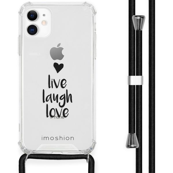 imoshion Design hoesje met koord iPhone 11 - Live Laugh Love - Zwart