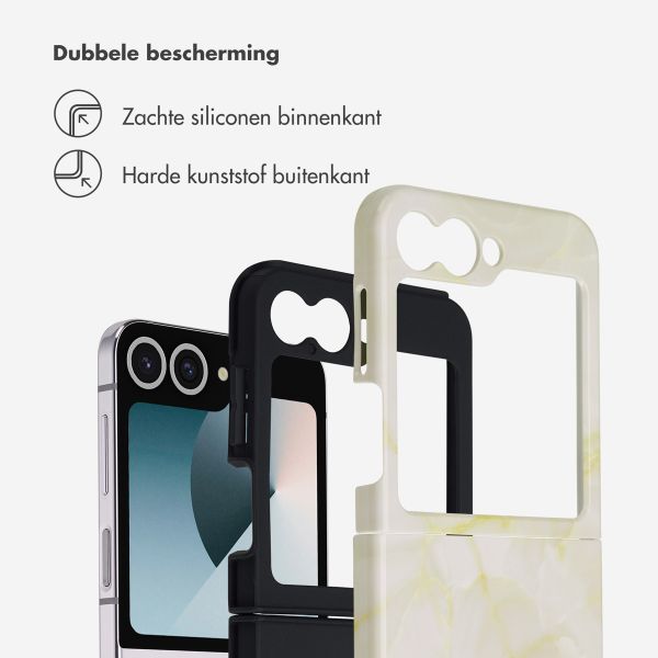 Selencia Vivid Backcover Samsung Galaxy Z Flip 6 / Flip 7 FE - Golden Beige Marble