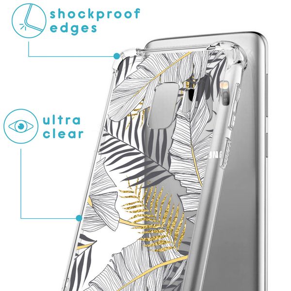 imoshion Design hoesje met koord Samsung Galaxy S9 - Bladeren - Zwart / Goud