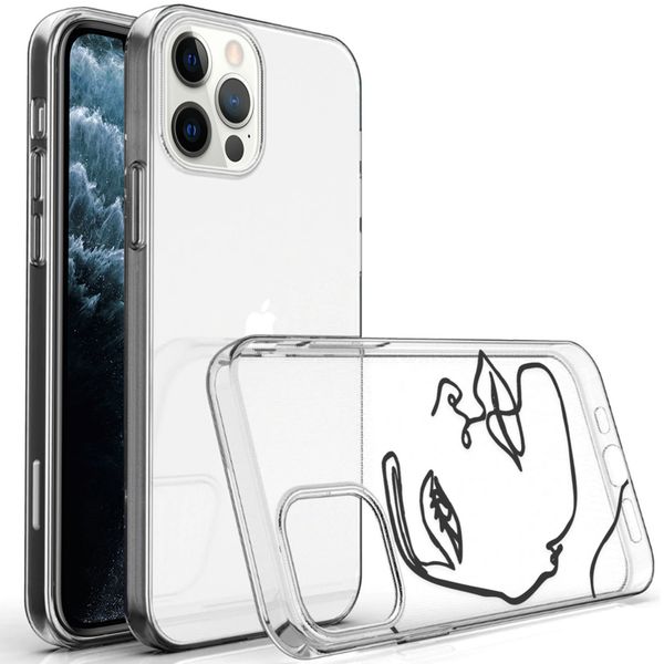 imoshion Design hoesje iPhone 12 (Pro) - Abstract Gezicht - Zwart