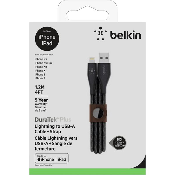 Belkin DuraTek Plus Lightning naar USB kabel - 1,2 meter - Zwart