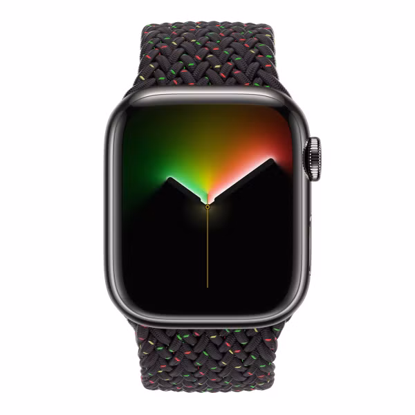 Apple Gevlochten solobandje Apple Watch | 44/45/46/49 mm - Maat 12 - Black Unity