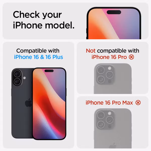 Spigen GLAStR EZ Fit Optik Pro Camera Protector 2 Pack Apple iPhone 16 / 16 Plus - Black