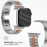 Selencia Jubilee stalen bandje Apple Watch Series 1 t/m 9 / SE (38/40/41 mm) | Series 10 (42 mm) - Zilver / Rosé Goud