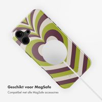 Selencia Vivid Tough Backcover met MagSafe iPhone 16 - Double Hearts Plum Fern