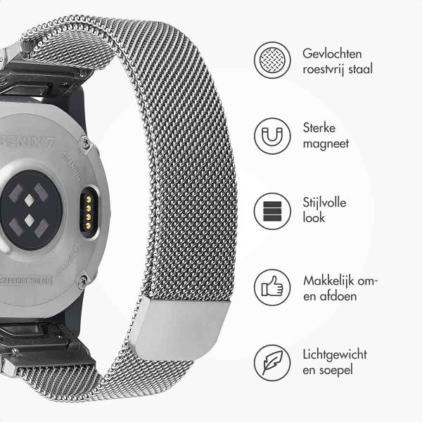 imoshion QuickFit® Milanees bandje  - Garmin 22 mm aansluiting - Maat L/XL - Zilver