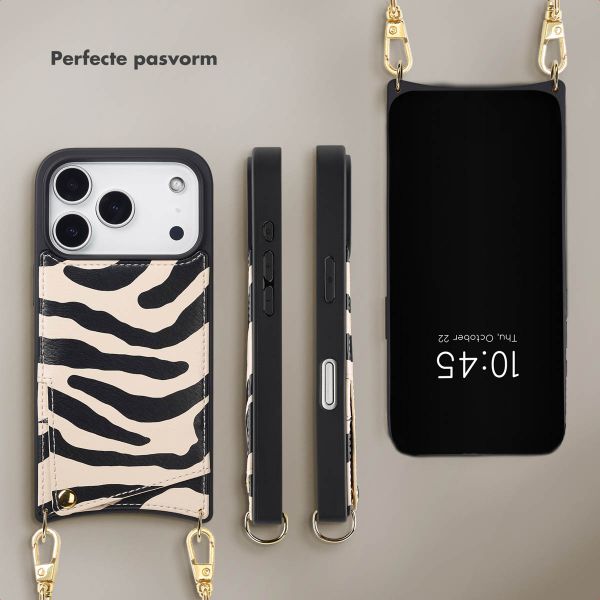 Selencia Nova Telefoonhoes met Koord en Pashouder Apple iPhone 17 Pro - Zazzy Zebra
