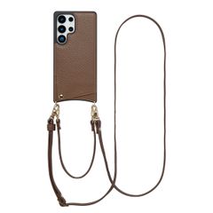 Selencia Nova Telefoonhoes met Koord en Pashouder Samsung Galaxy S25 Ultra - Mocha Brown