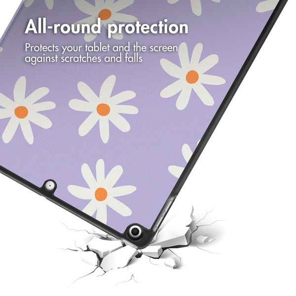 imoshion Design Trifold Bookcase Apple iPad 9 (2021) 10.2 inch / iPad 8 (2020) 10.2 inch / iPad 7 (2019) 10.2 inch - Flowers Distance