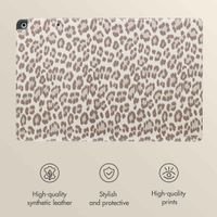 Selencia Sabi Bookcase with Leopard Print Apple iPad 9 (2021) 10.2 inch / iPad 8 (2020) 10.2 inch / iPad 7 (2019) 10.2 inch - Soft Ivory