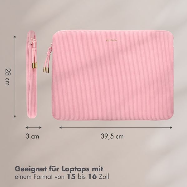 Selencia Corduroy Laptop hoes 15-16 inch - Laptopsleeve - Soft Blush