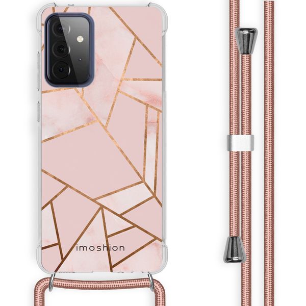 imoshion Design hoesje met koord voor Samsung Galaxy A72 - Grafisch Koper - Roze / Goud