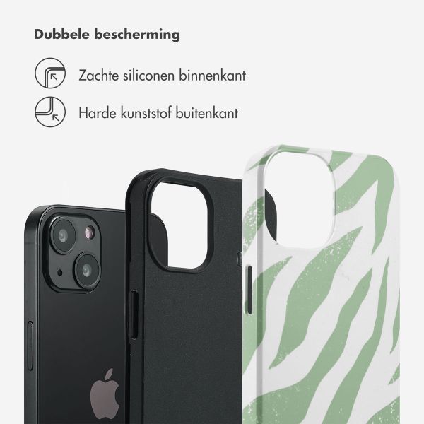 Selencia Vivid Tough Backcover iPhone 13 - Colorful Zebra Sage Green