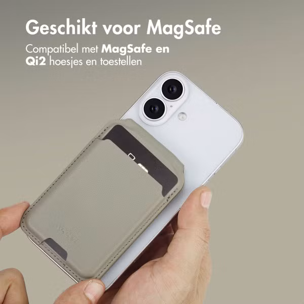 Accezz Leren Wallet met standaard - Geschikt voor MagSafe en Qi2 - Light Grey
