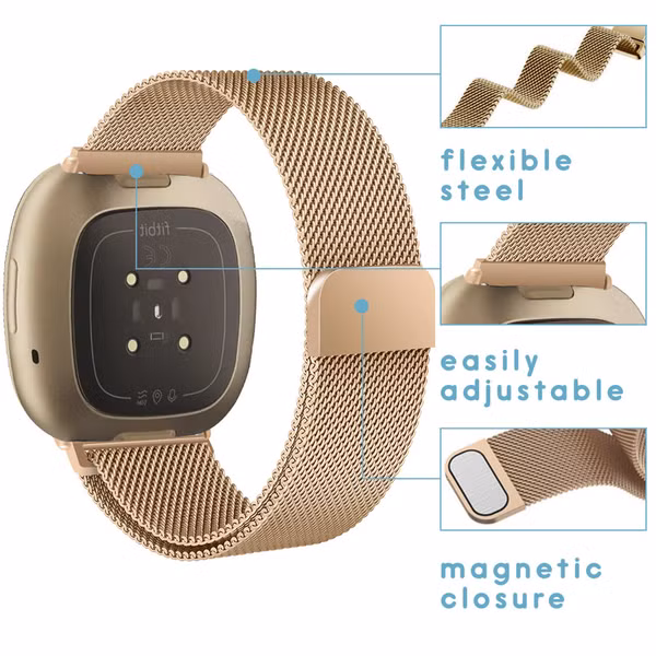 imoshion Milanees magnetisch bandje Fitbit Versa 4/ 3 / Sense (2) - Rosé Goud