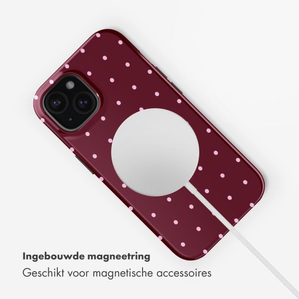Selencia Vivid Backcover met MagSafe Apple iPhone 15 - Happy Dots Burgundy