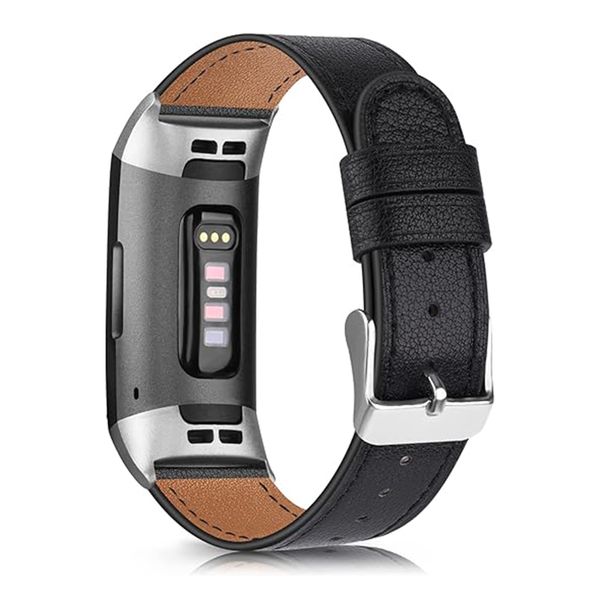 Fitbit Leather band Fitbit Charge 3 / 4 - Maat L - Zwart