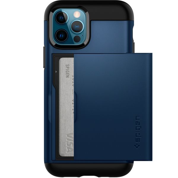 Spigen Slim Armor CS Backcover Apple iPhone 12 (Pro) - Donkerblauw