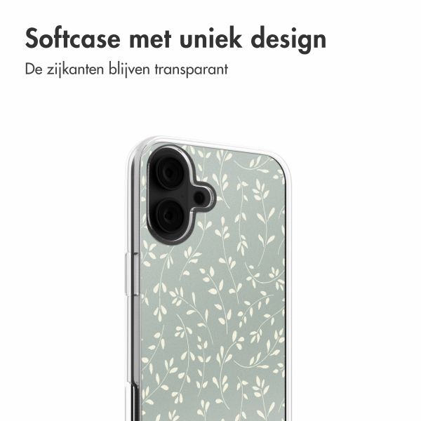 imoshion  Design hoesje iPhone 16 - Smoke Green Flowers