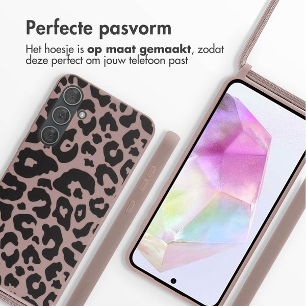 imoshion Siliconen design hoesje met koord Samsung Galaxy A35 - Animal Pink