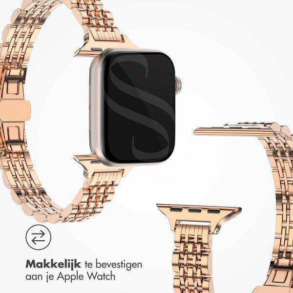 Selencia Slim Steel Jubilee Inspired schakelbandje Apple Watch Series 1 t/m 9 / SE (38/40/41 mm) | Series 10 / 11 (42 mm) - Rosé Goud