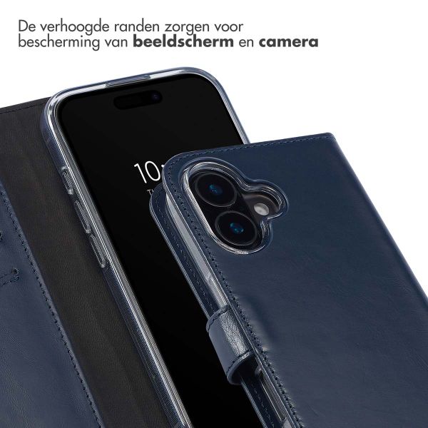 Selencia Echt Leren Bookcase Apple iPhone 16 Plus - Blauw