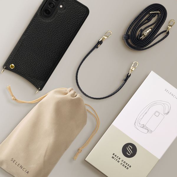 Selencia Nova Phone Case with Cord and Card Holder Samsung Galaxy A37 (5G) - Black