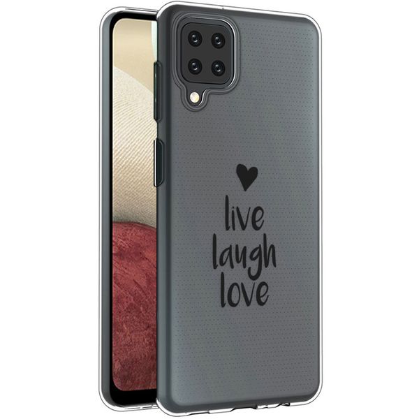 imoshion Design hoesje Samsung Galaxy A12 - Live Laugh Love - Zwart