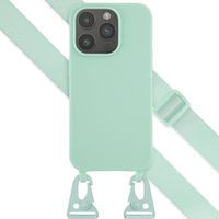 Selencia Siliconen hoesje met afneembaar koord iPhone 14 Pro - Turquoise