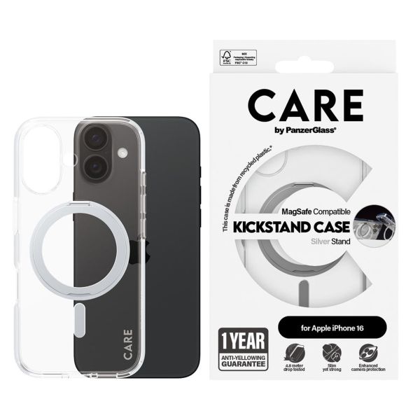 CARE by PanzerGlass Kickstand Case MagSafe Apple iPhone 16 - Silver
