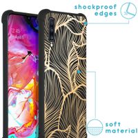 imoshion Design hoesje met koord Samsung Galaxy A70 - Bladeren - Goud